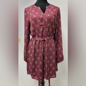 Francesca’s NWT‎ Patterned Burgundy Floral Medallion linedMidi Dress- SMALL